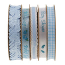 5 Pack Blue Baby Shower Cake Wrapping Ribbons for DIY Scrapbook Party Decor