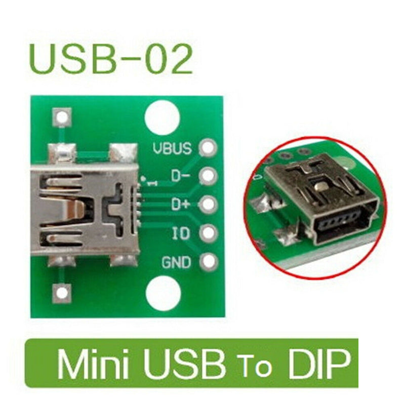 5PCS mini USB to DIP Adapter Converter for 2.54mm PCB Board DIY Power Supply  Gw