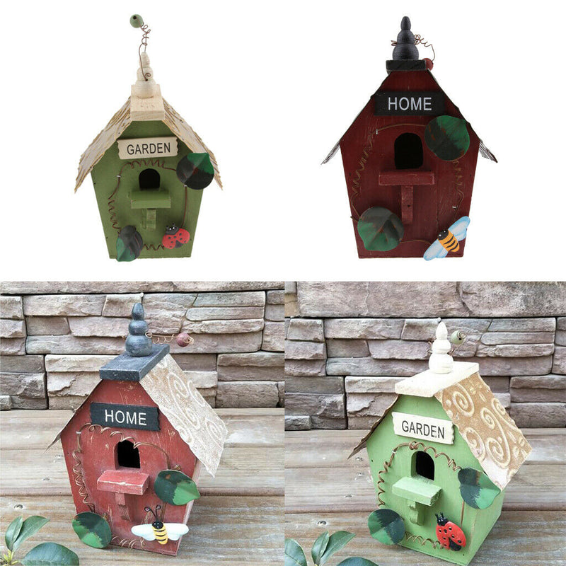 2 Pieces Natural Rustic Wooden Birdhouse, Small Hanging Birdhouse Outdoor,