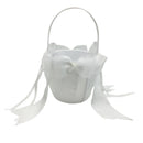 White Satin Wedding Flower Girl Basket Bowknot Decorative Ceremony Basket Holder