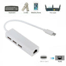 Type-c to RJ45 Ethernet Adapter 3 Ports USB Hub For MacBook Pro Air Chromebook