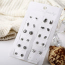 11 Pairs Simple Flower Leaf Earrings Women Ear Studs Pendent Jewelry Gift