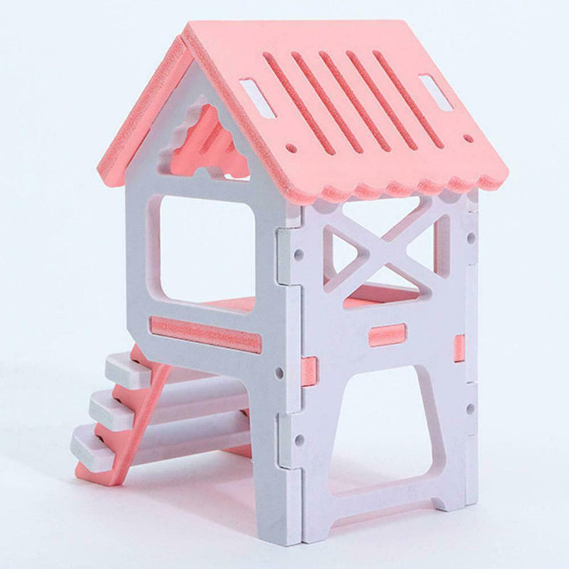 Pet Bed Nest Hamster House Wooden Climb Small Animal Pet Sleeping Cage(Pink