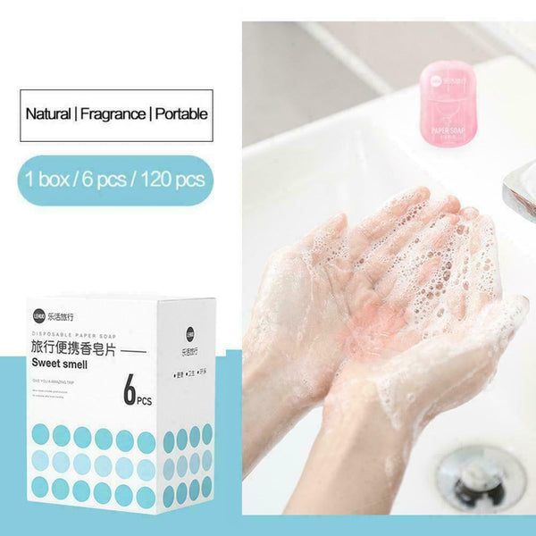 120Pcs Mini Soap Tablets Bath Cleaning Soap Sheet Paper New Soap E3E1
