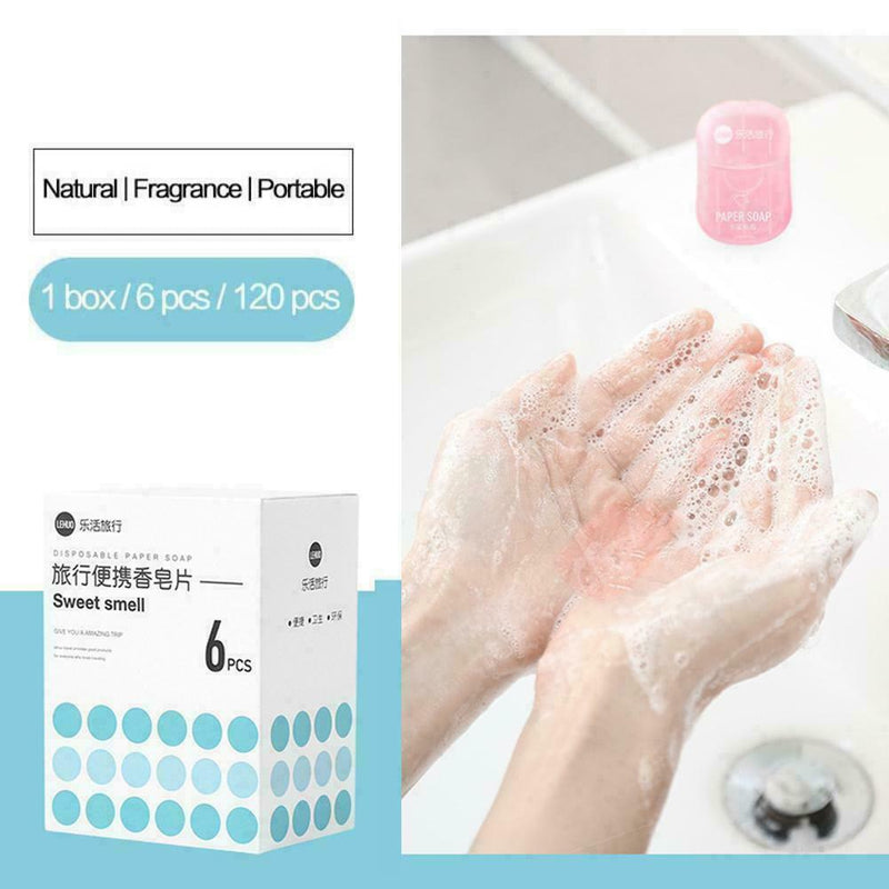 120Pcs Mini Soap Tablets Bath Cleaning Soap Sheet Paper New Soap E3E1