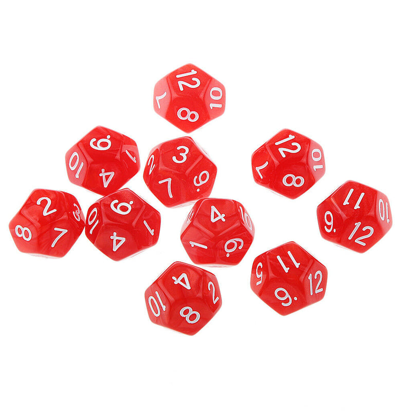 20 Pieces Acrylic Gem Polyhedral Dice Set Colored 12-Sided Game Dice Set 1cm