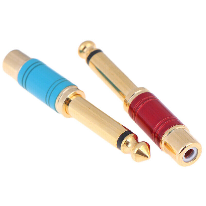 Nickel plating RCA Jack Audio Connector 6.35mm Mono Plug to RCA Speaker AdapteOZ