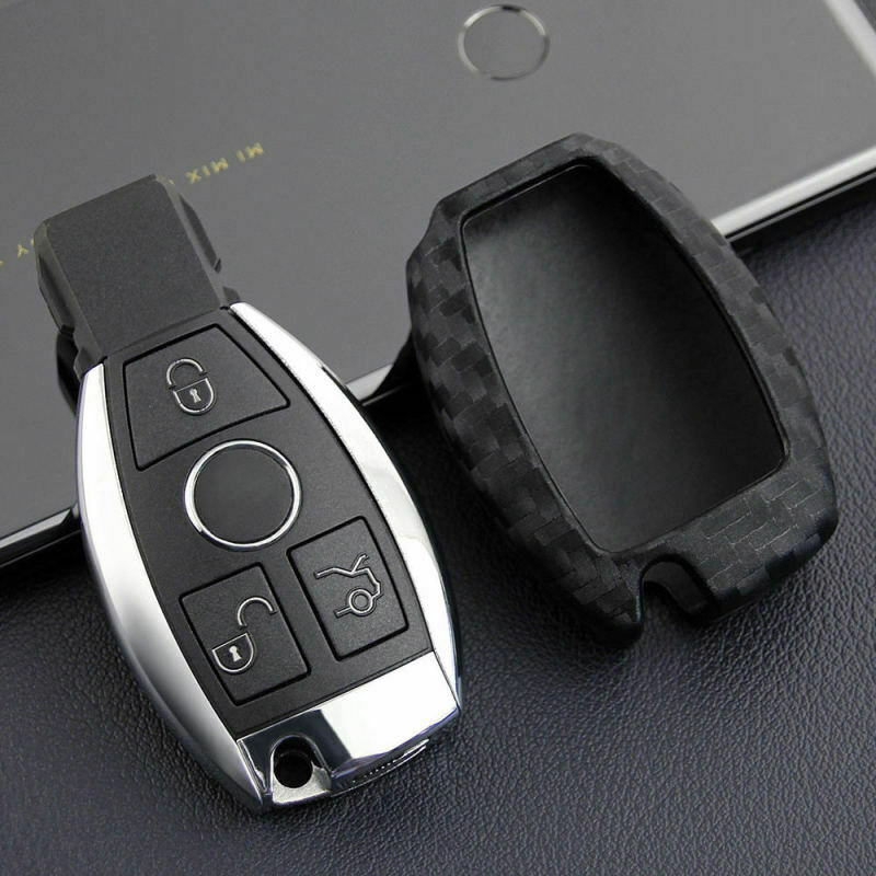 1 Set For Mercedes-Benz Carbon Fiber Smart Car Key Case Cover Fob Holder