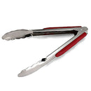 9-Inch Stainless Steel Red ABS BBQ Tongs Kitchen Cook Tool Convenient Pract L8W6