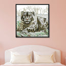 14CT Stamped Cross Stitch Kit Animal Tiger Embroidery (D553 Snow Tiger)