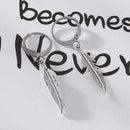 1Pair Feather Pendant Hoop Earrings Stainless Steel Dangle Unisex Boho Jewelry