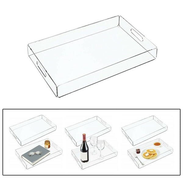Food Service Tray Breafast Drinks Cake Trays Acrylic Makeup Organizer Clear