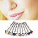 10pcs Crystal Rhinestone Nose Ring Bone Stud Stainless Body Piercing Jewelry ME