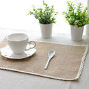 8Pcs Linen Table Mat Lace Placemat Set Natural Jute Woven Tableware Mat Wed