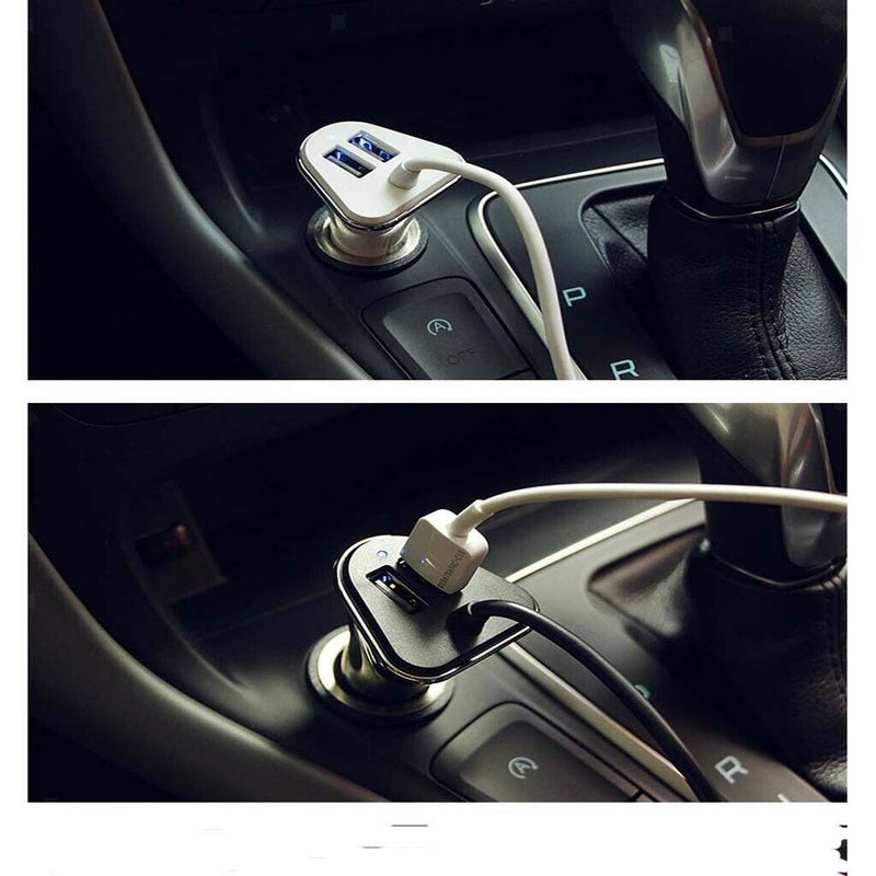 Dual USB Cigarette Socket Lighter Car Charger with 2 Ports USB Adapter White