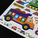 Digger building construction truck car stickers wall decals kids bedroom di