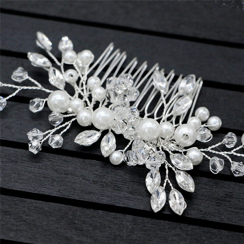 Crystal Pearls Women Hair Jewelry Wedding Hair Comb Bridal Headpieces B Gw