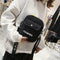 Letter Print Sports Shoulder Handbags Unisex Canvas Crossbody Bags (Black)