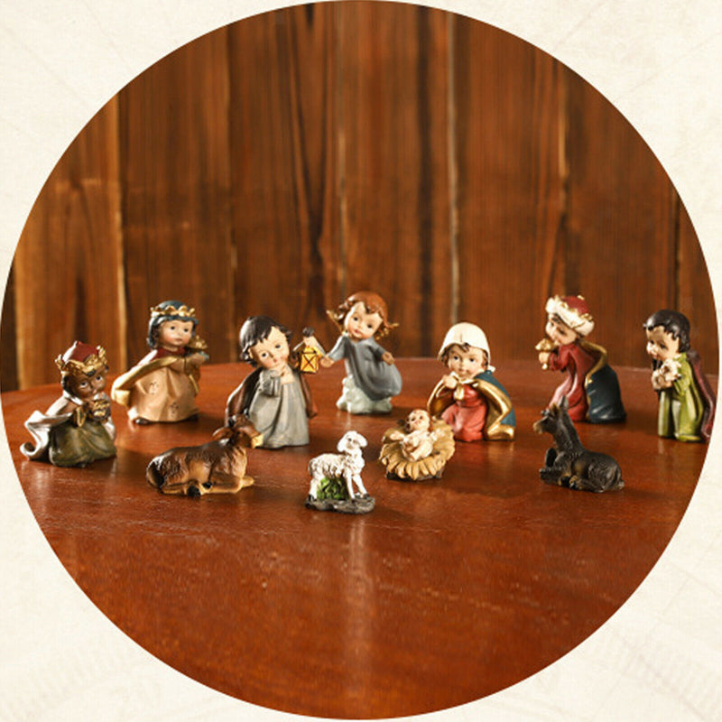 Statue Nativity Scenes Set Christmas Crib Manger Miniatures Table Decorative,