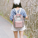 Nylon Waterproof Women Girl Laptop Backpack Travel Shoulder Handbags (Grey)