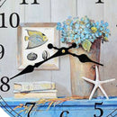 Wood Round Large Number Wall Clock Easy Read 14inch Dia for Kitchen Living_C