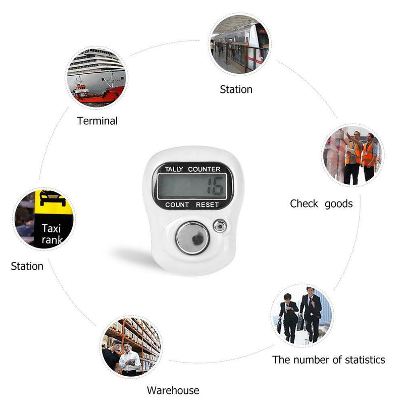 Stitch Marker Row Finger Ring Counter LCD Electronic Tally Counter (White) A