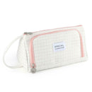 Simple Canvas Lattice Large Capacity Stationery Bag Cosmetic Package (B) A