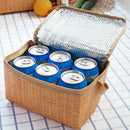 Portable insulated thermal cooler lunch box imitation rattan picnic container ^