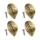 4x Retro Leaf Shape Door Pull Living Room Cabinet Knob With Screws Ornaments