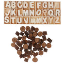50Pcs Wood Logs Slices Round Bark + 156pcs Wooden Letters Alphabet For
