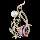 Multi Enamel Fish Brooches Crystal Rhinestone Animal Brooch Suit Corsage Pin  Z