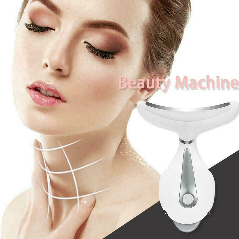 LED Photon Therapy Neck Face Lifting Massager Vibration Reduce Tighten Skin L7A4
