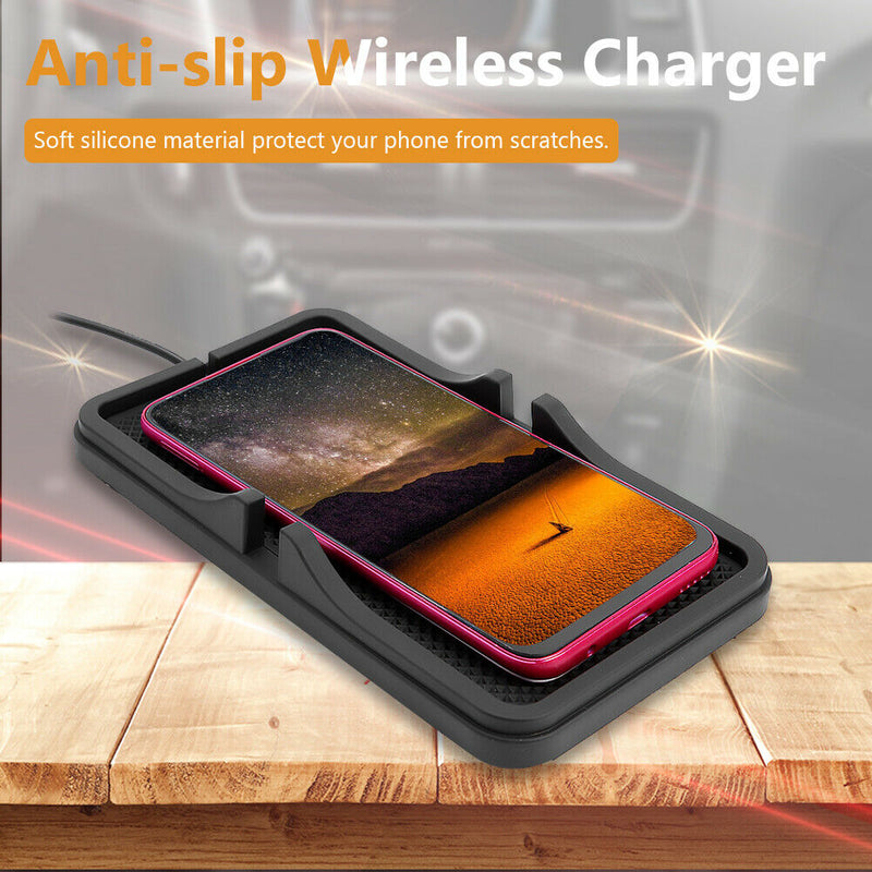 Qi Car Wireless Charger Charging Pad Dock Station Silicone Phone Holder Stand