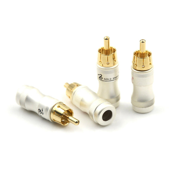 4pcs Goldplated RCA Male Plug HIFI Audio Cable Audio Video Connector Adapter FT