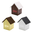 Creative Small House Led Wood Clock Home Office Voice-Activated Electronic
