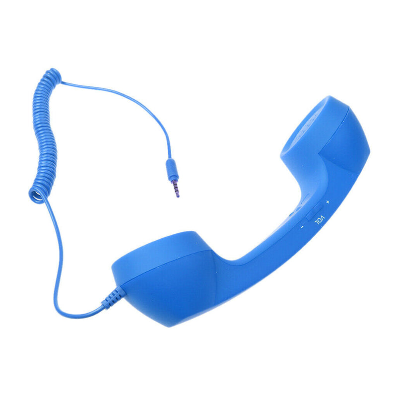 3.5mm Mic Retro Cell Telephone Handset Phone Classic Receiver Pink+Blue