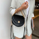 Crocodile Pattern Saddle Bag PU Leather Women's Handbag Chain Tote Shoulder