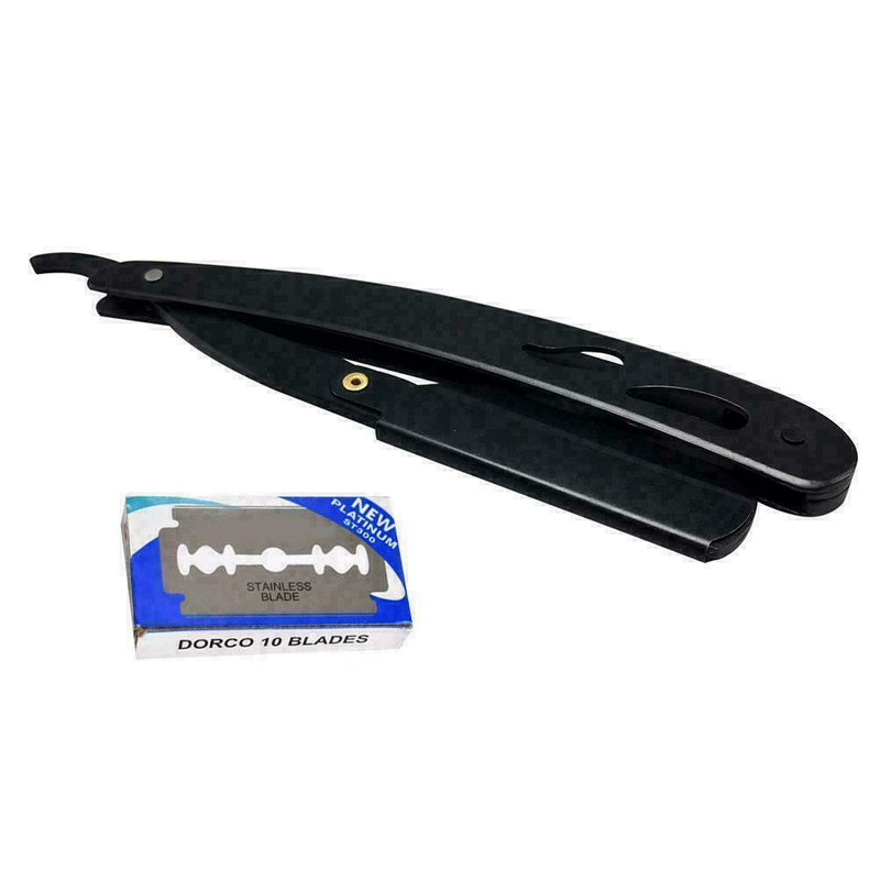 Stainless Steel Handle Straight Edge Barber Razor Folding S4Q3 Shaving N5L3