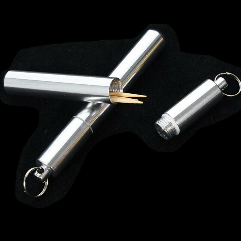 Aluminum Pill Box Case Capsule Shape Keychain Outdoor Waterproof Pill BoxBX