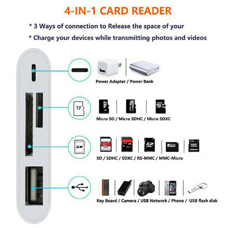 4 In 1 Adapter To TF  Card Reader Camera USB AdapterSEAU