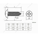 50Pcs M3* 6-14mm Truss Head Sheet Metal Self Tapping Screw Kit A4 316 Stainless