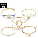 5pcs Retro Shell Flower Bracelet Slice Bangles Women Jewelry Gift (Style 6) A