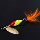 5pcs Fishing Lure Spoon Bait Fish Hook Tackle Rotate Sequins Feathers
