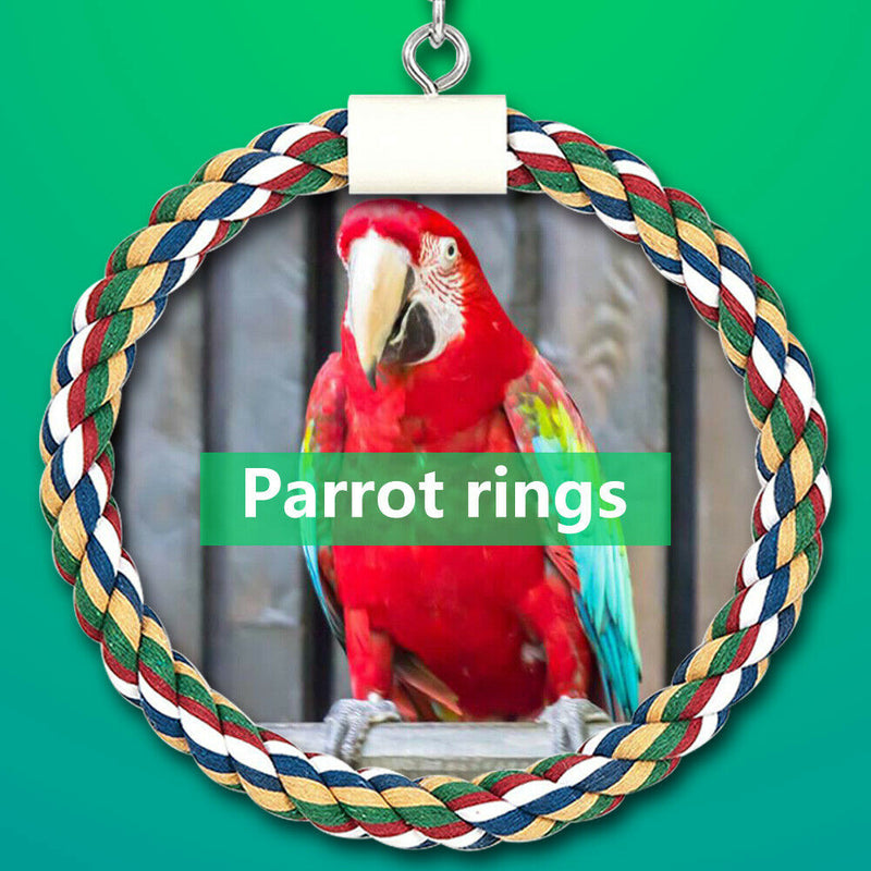Pet Stand Training Birds Swing Toys Cage Hanging Braided Chew Rope (S) A