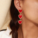 Elegant Red Love Heart Dangles Earrings Pendant Sweet Ear Drop for Women Jewelry