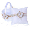Wedding Burlap Lace Ring Pillow & Flower Girl Basket Sets