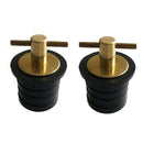 Drain Plug Brass Turn Tite Boat Bilge Drain Plugs Pair Two Plugs 1-1/4"Dia.