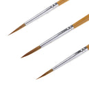 3pcs Wood Handle Round Pointed Tip Paint Brush for Nail Art Face Painting