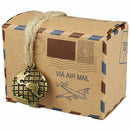 50pcs Inspired Airmail Favor Boxes Bonbonniere With Globe Kraft Paper Candy