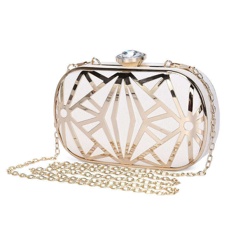 Women Evening Bags Exquisite Leather Handbag Metal Hollow Designer Wedding  M9F2